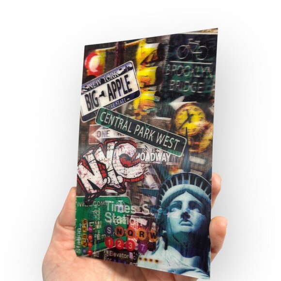 NYC 3D Hologram Postcard Collage Featuring Iconic Landmarks Signs 4 x 6 inches - Picture 11 of 13